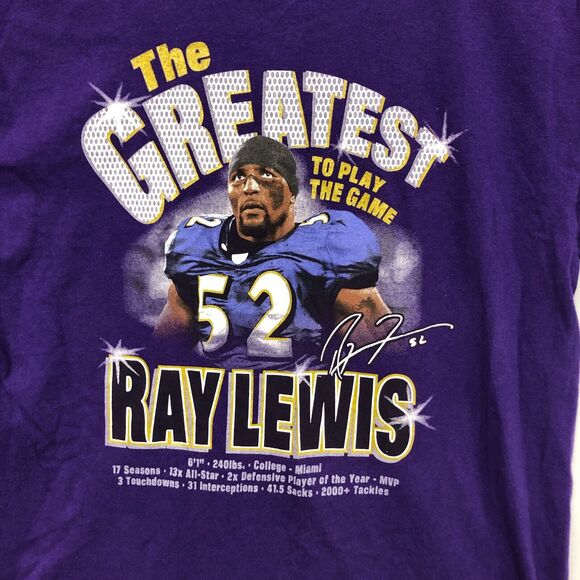 Vintage NFL Ravens Ray Lewis T-Shirt Career Statistics  Size Large M164 3 - Picture 9 of 12
